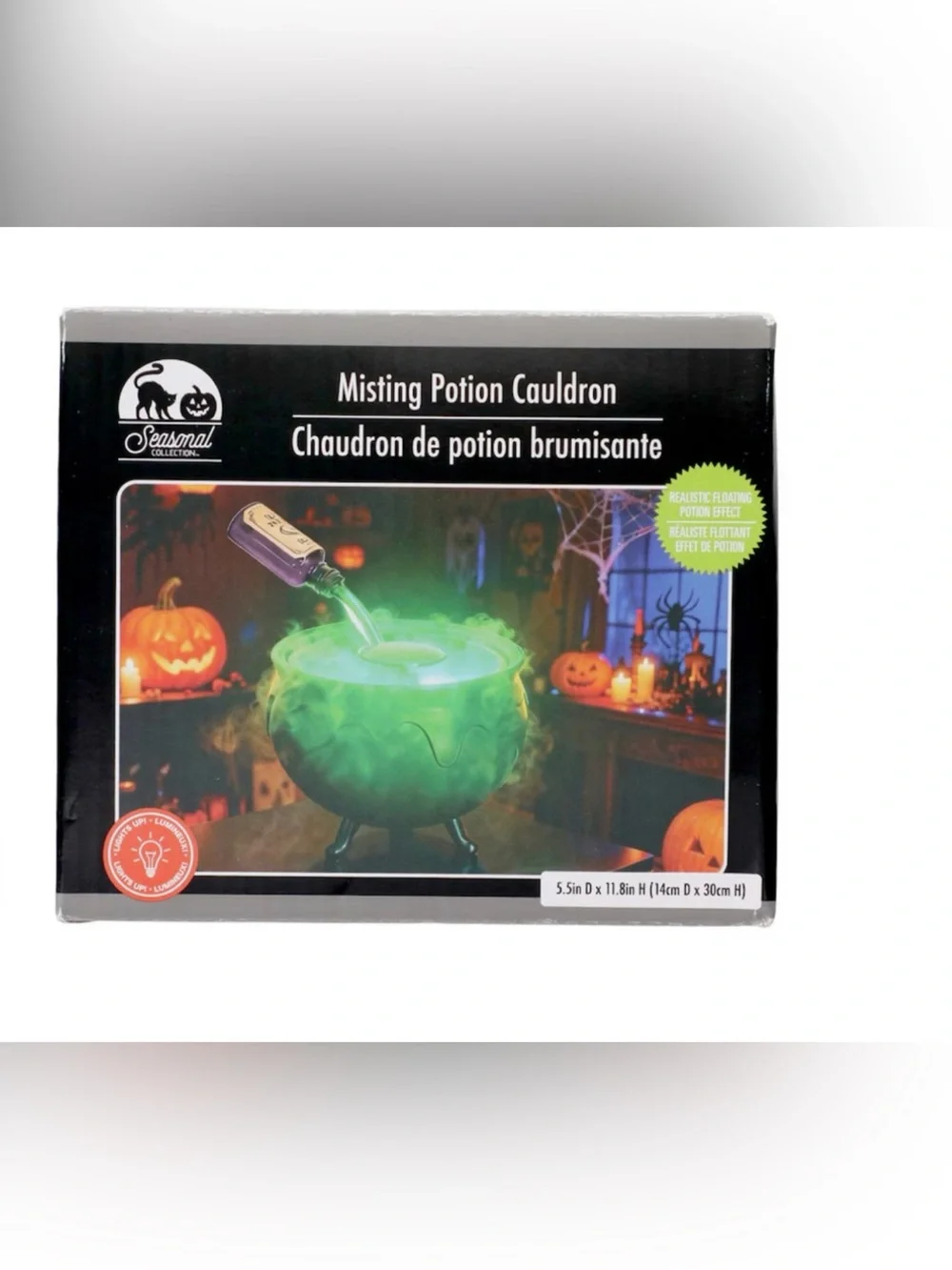 Halloween Green Cauldron Party Fog Machine, Light Up Cauldron Fog Mister